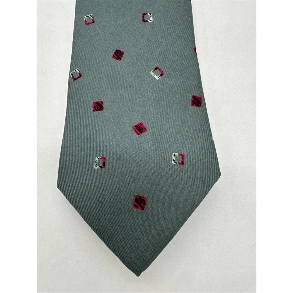 Geoffrey Beene Mens Dark Green Handmade‎ 100% Silk Necktie 56 X 3